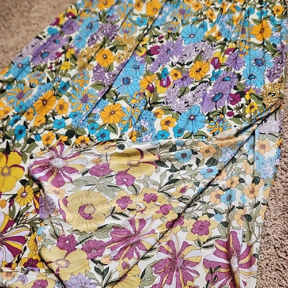 Natural Life Patti Side Slit Maxi Dress In Ivory Blue Floral - Picture 7 of 14